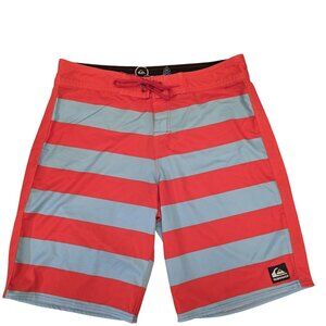 Quiksilver Mens Cypher Series Striped Red & Blue Boardshorts Size 33 4-Way